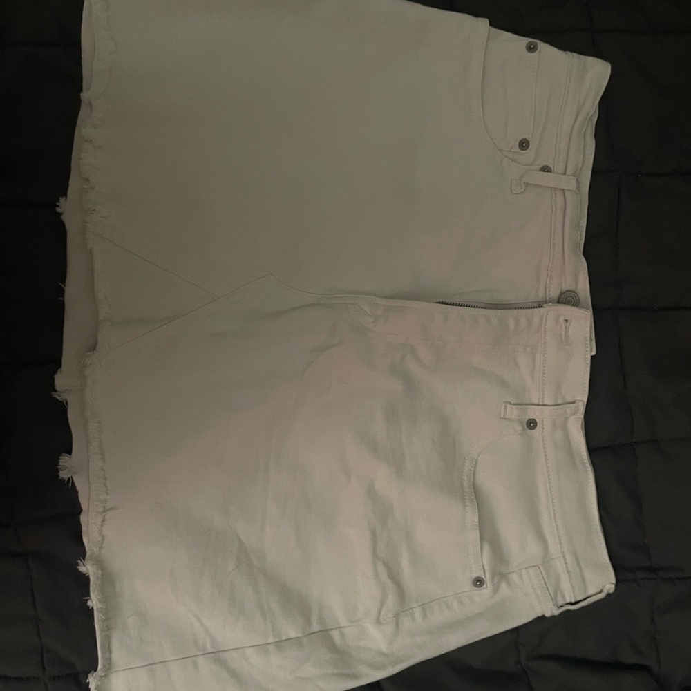 Old Navy Cream Denim Skirt with Raw Hem